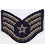 Vintage USAF Air Force E-5 Staff Sergeant Silver On Blue Embroidered Ran... - $5.00