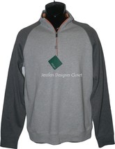 NWT BOBBY JONES Golf  S Pima cotton pullover 1/4 zip gray monogram neck ... - $64.99