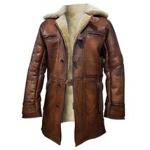 The Dark Knight Rises Tom Hardy Bane Shearling Leather Trench Coat Jacket - £136.71 GBP