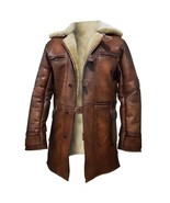 The Dark Knight Rises Tom Hardy Bane Shearling Leather Trench Coat Jacket - £132.90 GBP