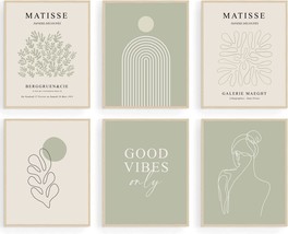 Sage Green Matisse Wall Art Prints, Abstract Matisse Wall Art Exhibition, Sage G - £28.76 GBP