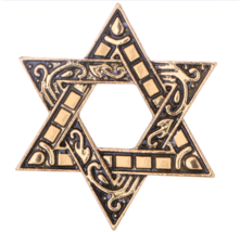 Israel star brooch gold silver plated jewish broach celebrity queen pin s13 jew - £14.42 GBP