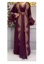 Dress Moroccan Georgette Jacket Abaya Caftan Gown Islamic Kaftan Dubai Farasha - £80.11 GBP