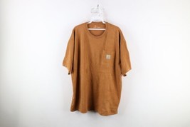 Vintage Carhartt Mens Large Faded Spell Out Short Sleeve Pocket T-Shirt Brown - £27.36 GBP