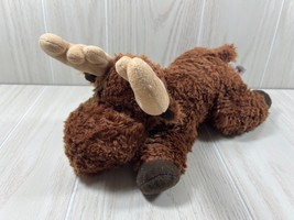 Aurora 12&quot; brown plush moose lying down beanbag flopsie reindeer deer - £5.53 GBP
