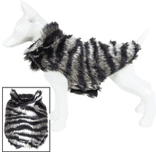 Pet Life &#39;Chaufurry&#39; Beautiful Zebra Designer Fashion Mink Fur Dog Coat Jacket - £21.86 GBP+