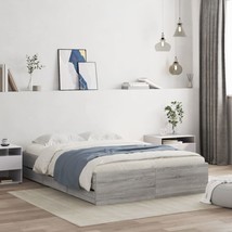 Modern Grey Sonoma Wooden Double 135x190 cm Size Bed Frame Base With 6 D... - $243.71