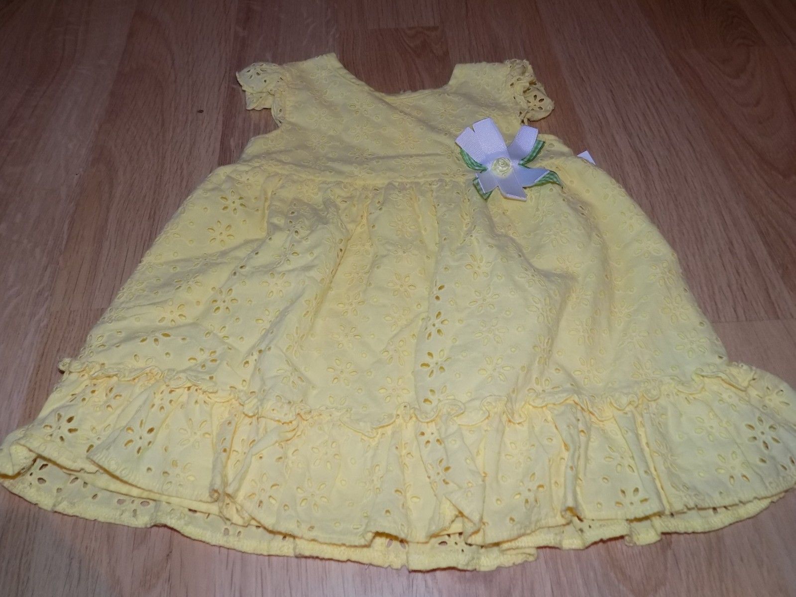 Infant Size 18 Months Starting Out Solid Yellow Eyelet Lace Easter Dress EUC - $15.00