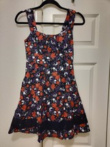 Super Cute Skull &amp; Roses Floral Dress Hot Topic NWT Small Fit Flare Lace... - $29.67