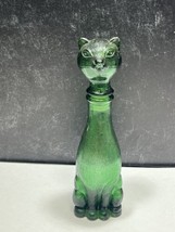 Empoli Green Cat Decanter  Italian Glass 1960s MCM 9&quot; - £46.62 GBP