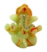 Hindu God Idol Radium Mukut Ganesh Showpiece for Car Dashboard (White) PACK OF 2 - £23.73 GBP