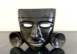 Hand Carved Black Obsidian Mayan Aztec Tribal Mask - $149.00