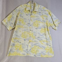 Vintage Pierre Cardin 100% Cotton Hawaiian Shirt Men&#39;s Large Mountain Fish Sea - £14.91 GBP
