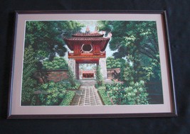 Chinese Su Embroidery Art Garden Framed Ready to Hang - £24.27 GBP