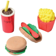 Gift Box Fast Food Erasers - 1 Box 4 Pieces - Hamburger Fries Soda Hot Dog - £1.59 GBP