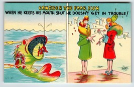 Consider The Poor Fish Linen Postcard Comical Fishing Humor Unposted Vintage - £8.74 GBP