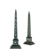 Two Marble Pietra Dura Malachite Inlaid Obelisks, Marble Obelisk, Malach... - £13,337.54 GBP