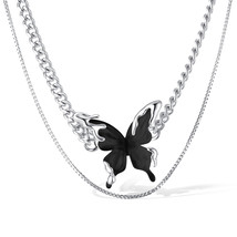 Women&#39;s High-Grade Butterfly Clavicle Chain Stainless Steel Necklace - £9.65 GBP