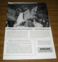 1955 Print Ad Sinclair Oil Yellowstone National Park Waterfall - £9.61 GBP