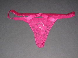 NWT Victoria&#39;s Secret Embroidered Eyelash Lace Burgundy Satin  V-String ... - $32.50