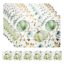 Casaido Pumpkin Dining Table Place Mats Set of 6 Waterproof 17x12 Inches - $311.20 MXN