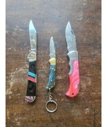 Two Damascus Steel Liner Lock Pocket Knives and One Silver Horse Pocket ... - $44.55