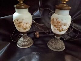 Pair Mount Washington Electric Boudoir Table Lamp Satin Glass Flower 11 ... - $613.28