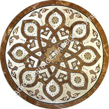 24&quot; White Round Marble Kitchen Table Top Italian Handmade Inlay Art Deco... - £572.26 GBP