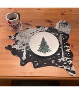 Cowhide Place Mat and Coaster Set - Grey, Black and White Size: 19X17 inch - $29.78 CAD+
