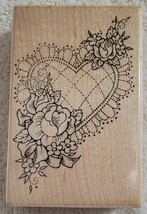 Stampendous "Stitched Heart" Valentine's Day Rubber Stamp, Quilted - P02 - NEW - $9.95