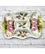 Shabby Chic Serving Platter Dish Roses Pink Rosebuds Made In Italy Sections - $407.92 MXN