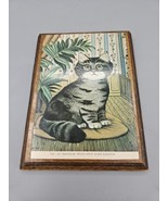 Andre Duranton &quot;Cat&quot; OIl Painting Print on Wooden Block - £18.88 GBP