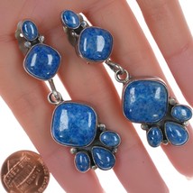 Roie Jacque Navajo Large Silver and denim lapis dangle clip-on earrings - £130.55 GBP