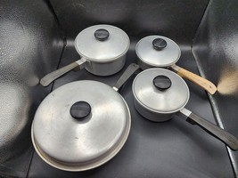 Vintage Kitchen Craft Aluminum Cookware 8-Piece Set - SITS FLAT-  Pots Pans Lids - £63.92 GBP