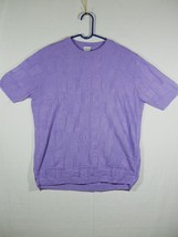 VTG 90s Haband Womens Purple Acrylic Blouse Top Size Large Square Pattern - $9.99