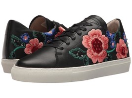 Skechers VASO PINTAR Black Leather Embroidered Bright Flowers Sneakers S... - £55.02 GBP