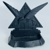 Cast Iron Black LGA GLA Advertising Eagle Bookend Card Tip Tray 5 in Tall - £34.73 GBP