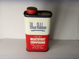 Vintage Blue Ribbon Neatfoot Compound Tin, Empty - £10.14 GBP