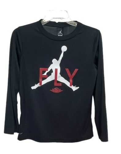 Air Jordan Youth Boys Basketball Long Sleeve Athletic Shirt Black Size Large - £12.04 GBP