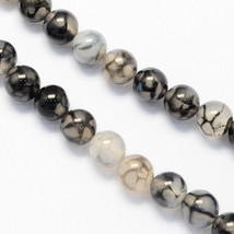64 Dragon Vein Agate Gemstone Beads Striped Black Gray Jewelry Supplies 6mm - £7.34 GBP