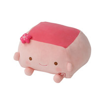 Tofu Cushion Hannari Plum Ume Pink Stuffed Toy Cushion Size M Japan - £22.04 GBP