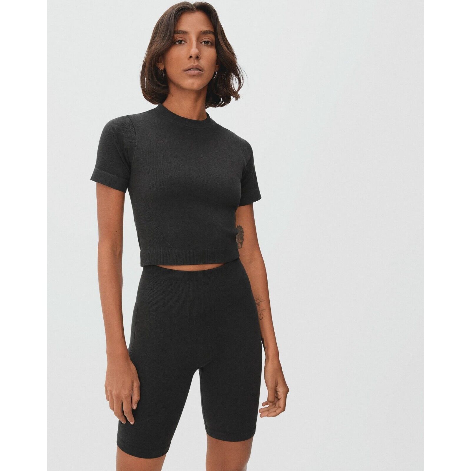 Primary image for Everlane Womens The Seamless Tee Top Cropped Black XS/S