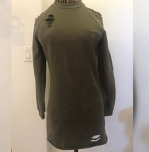 Planet Gold Distressed Sweatershirt style dress Color Olive Green Size S... - £12.57 GBP