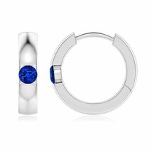 Authenticity Guarantee 
ANGARA Channel-Set Round Blue Sapphire Hinged Hoop Ea... - £689.94 GBP