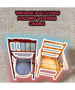 Vintage Antique Child’s Kid&#39;s Wood Wooden Slat Folding Chair - Great Con... - £59.31 GBP
