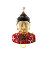 BUDDHA ORNAMENT 4.75&quot; Glass Bust Colorful Buddhist Icon Christmas Tree NEW - £21.54 GBP
