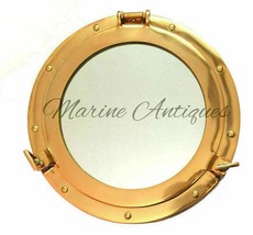 8&quot; Maritime Brass Porthole Round Window Glass Nautical Boat Ship Porth Mirror - £74.35 GBP