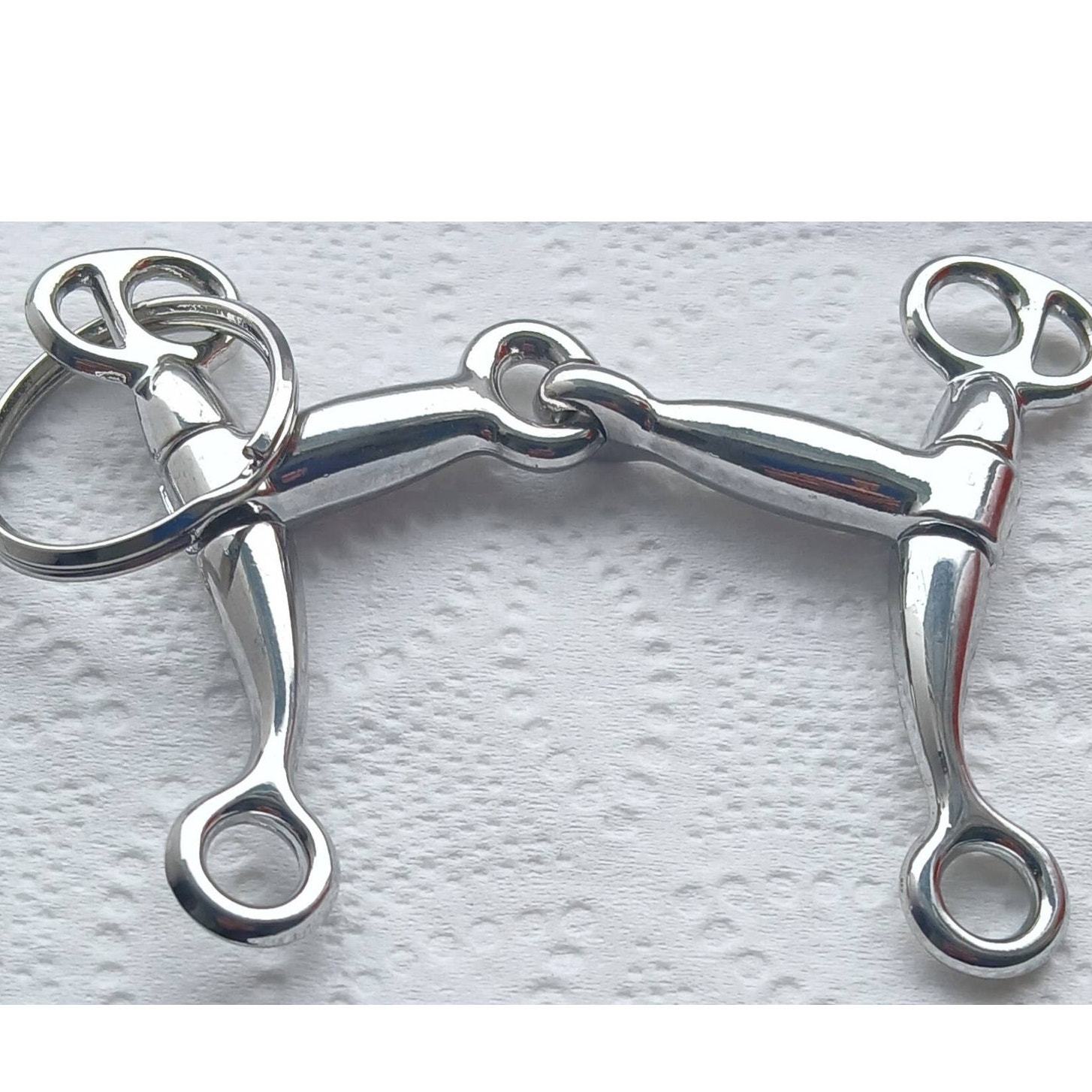 Tom Thumb Equestrian Horse Bit Keychain Bag Charm Silver Tone - $14.85