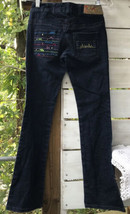 AKDMKS Jeans Sz 24 Embroidered Btrfly Copper Embellishments Dk Blue 6 Pkt 26x31 - £16.55 GBP