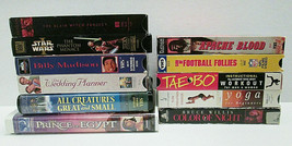 VHS Tape Lot Movies Workout TV Romcom Horror Sports Variety (All in Photo)  - $25.00